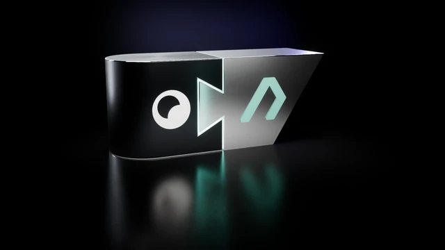 En svart och en silverfärgad pusselbit förenas av en mintgrön skarv. Litiums emblem sitter på den svarta biten och Distancifys emblem på den silverfärgade.